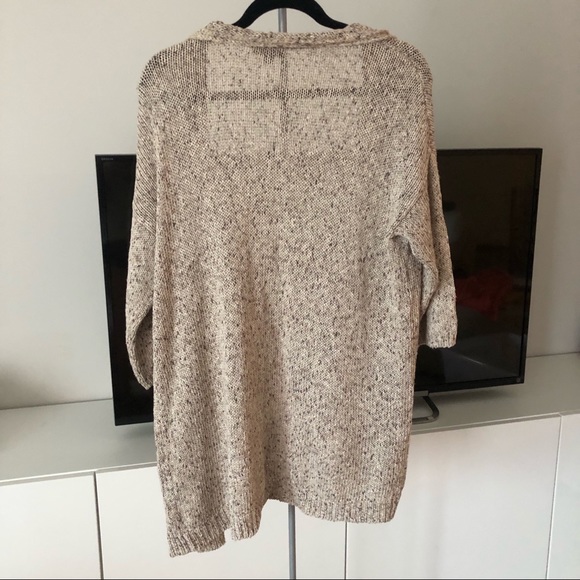 Repeat Silver Edition Oatmeal Beige Speckled Cotton Knit Cardigan - Picture 2 of 2